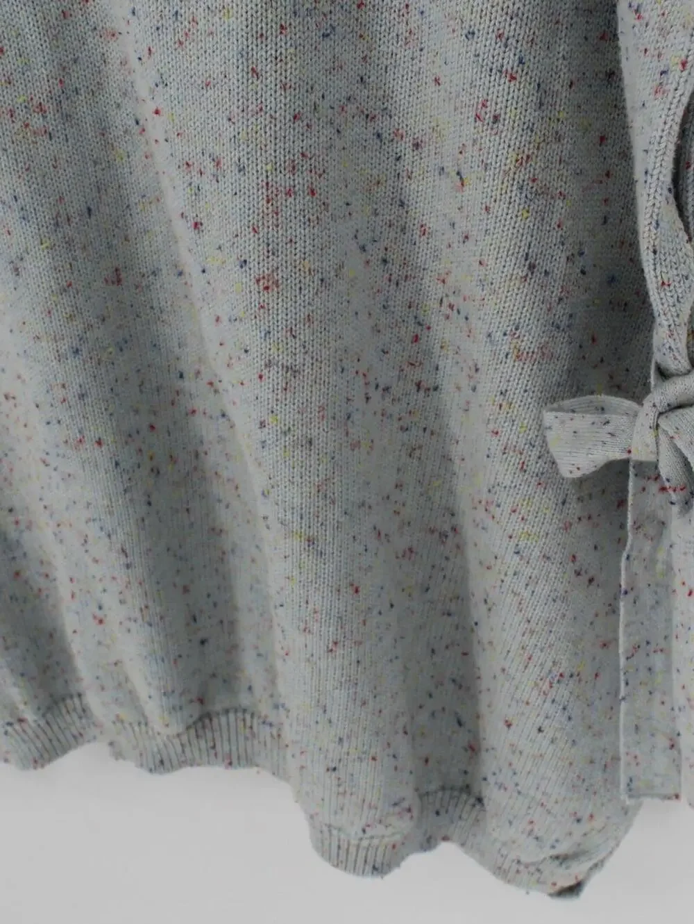 LOFT M/L $70 Light Blue Confetti Speckled Knit Open Tie Side Knit Poncho Sweater